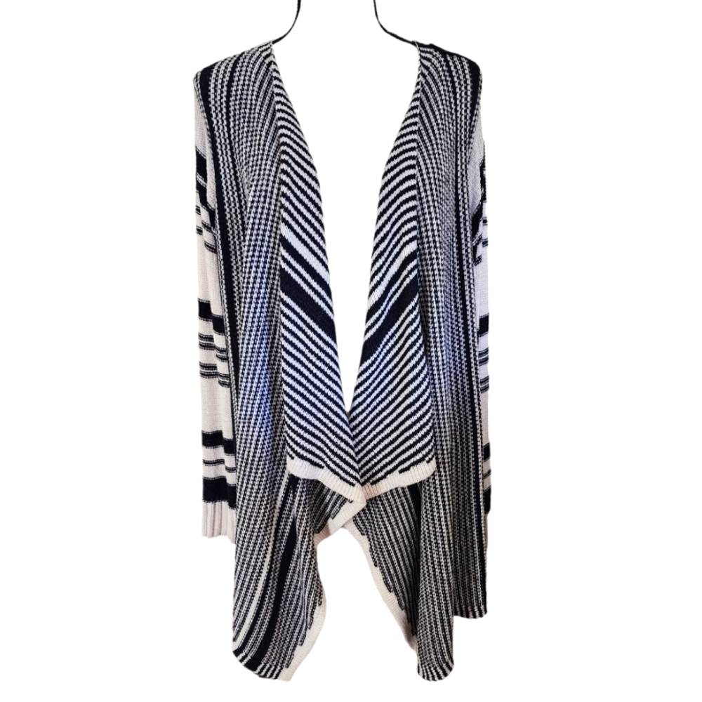 I.N Studio Blue & White Striped Cardigan 1X